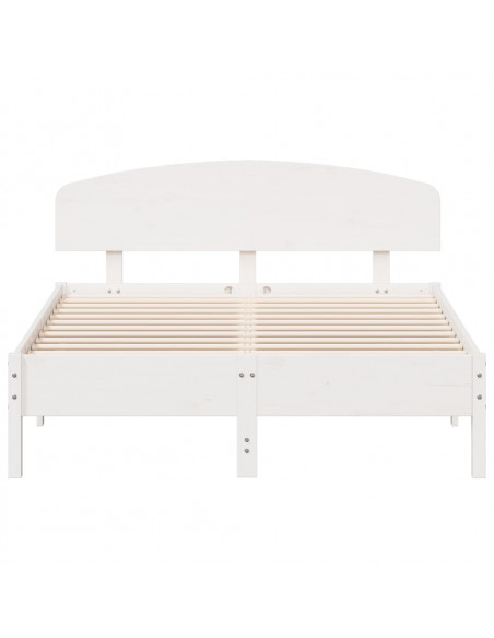 Giroletto con Testiera Bianco 135x190 cm Legno Massello di Pino