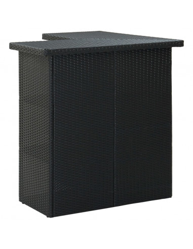 Tavolo da Bar ad Angolo Nero 100x50x105 cm in Polyrattan