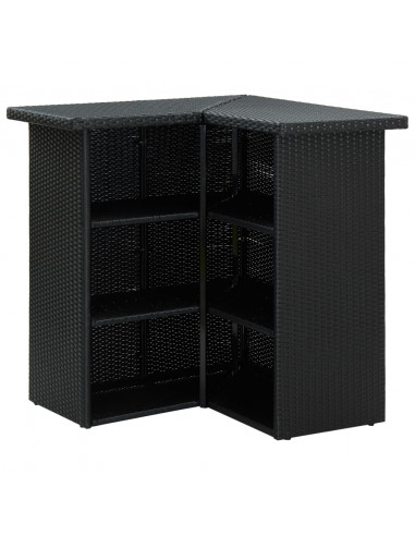 Tavolo da Bar ad Angolo Nero 100x50x105 cm in Polyrattan