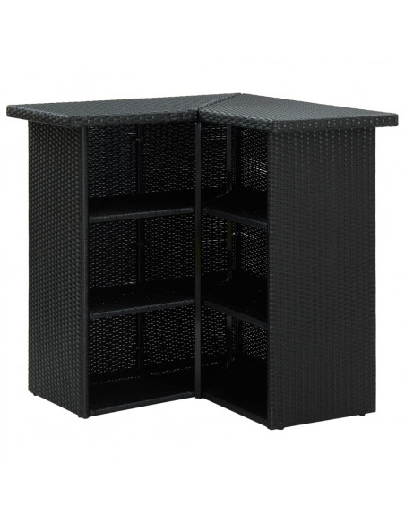 Tavolo da Bar ad Angolo Nero 100x50x105 cm in Polyrattan