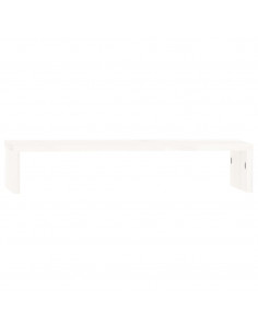 Supporto per Monitor Bianco 50x27x10 cm Legno Massello di Pino 2