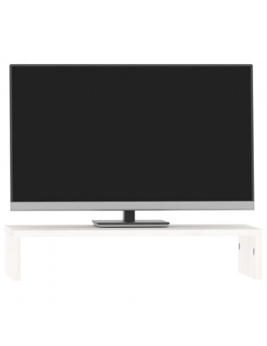 Supporto per Monitor Bianco 50x27x10 cm Legno Massello di Pino
