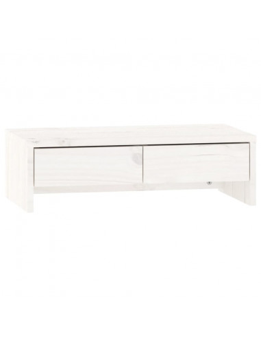 Supporto per Monitor Bianco 50x27x15 cm Legno Massello di Pino