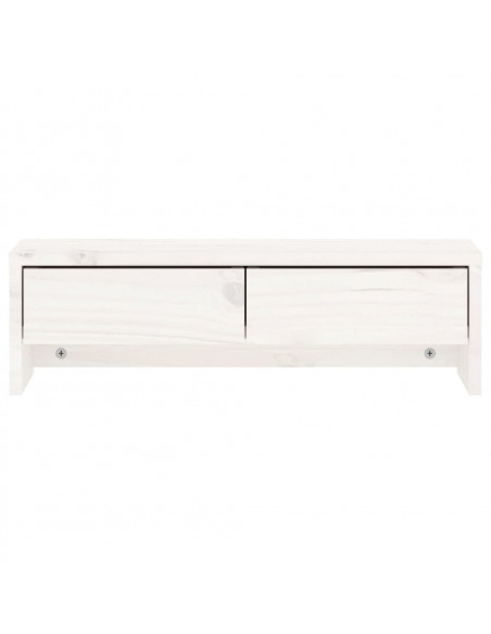 Supporto per Monitor Bianco 50x27x15 cm Legno Massello di Pino