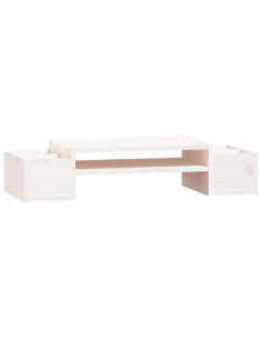 Supporto per Monitor Bianco 70x27,5x15cm Legno Massello di Pino 2