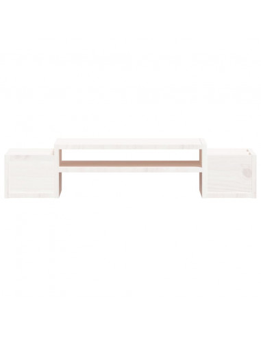 Supporto per Monitor Bianco 70x27,5x15cm Legno Massello di Pino