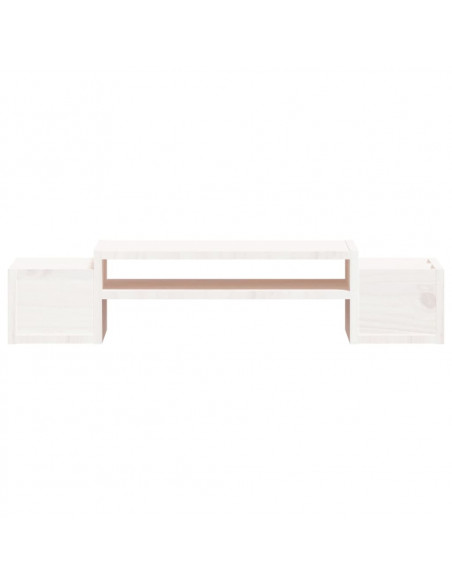 Supporto per Monitor Bianco 70x27,5x15cm Legno Massello di Pino