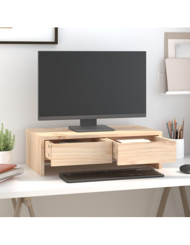 Supporto per Monitor 50x27x15 cm in Legno Massello di Pino