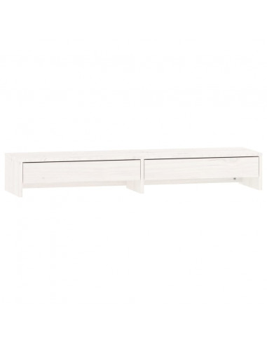 Supporto per Monitor Bianco 100x27x15 cm Legno Massello di Pino