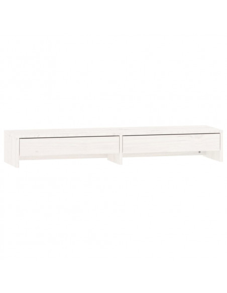 Supporto per Monitor Bianco 100x27x15 cm Legno Massello di Pino