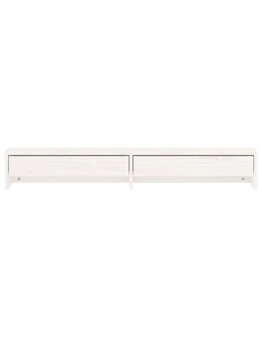 Supporto per Monitor Bianco 100x27x15 cm Legno Massello di Pino