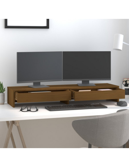 Supporto per Monitor Miele 100x27x15 cm Legno Massello di Pino