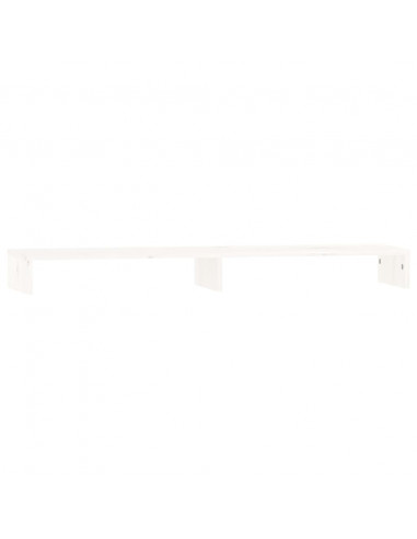 Supporto per Monitor Bianco 100x27x10 cm Legno Massello di Pino
