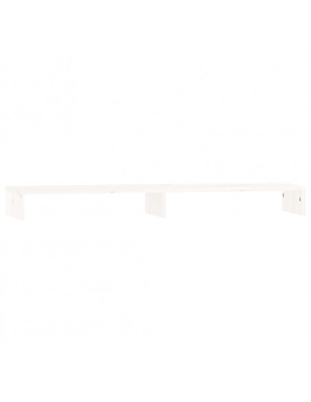 Supporto per Monitor Bianco 100x27x10 cm Legno Massello di Pino