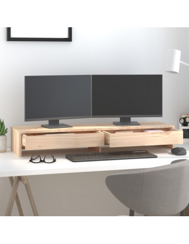 Supporto per Monitor 100x27x15cm in Legno Massello di Pino