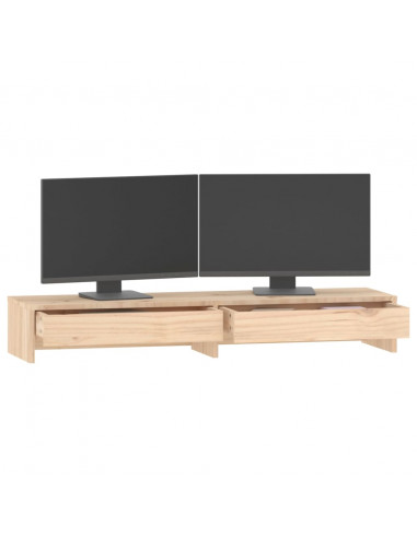 Supporto per Monitor 100x27x15cm in Legno Massello di Pino