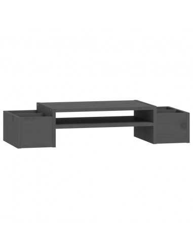 Supporto per Monitor Grigio 70x27,5x15cm Legno Massello di Pino