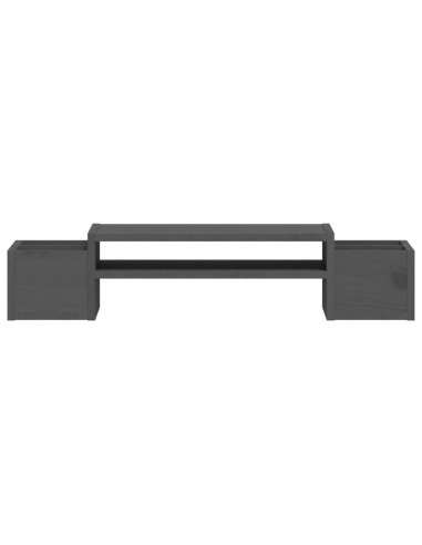 Supporto per Monitor Grigio 70x27,5x15cm Legno Massello di Pino