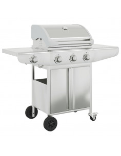 Griglia Barbecue a Gas con 4 Bruciatori Argento in Acciaio 2