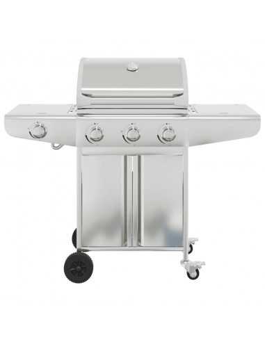 Griglia Barbecue a Gas con 4 Bruciatori Argento in Acciaio