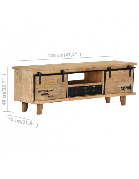 Mobile Porta TV 120x30x40 cm in Legno Massello di Mango