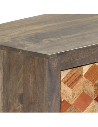 Mobile Porta TV Grigio 120x30x40 cm in Legno Massello di Mango