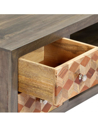 Mobile Porta TV Grigio 120x30x40 cm in Legno Massello di Mango