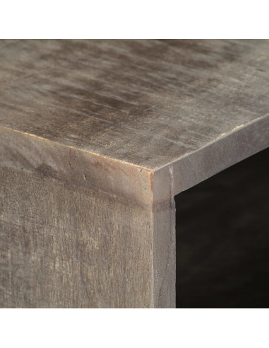 Mobile Porta TV Grigio 130x30x46 cm in Massello di Mango Grezzo