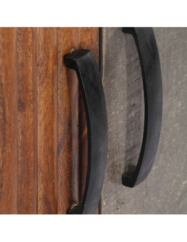 Mobile Porta TV Grigio 130x30x46 cm in Massello di Mango Grezzo