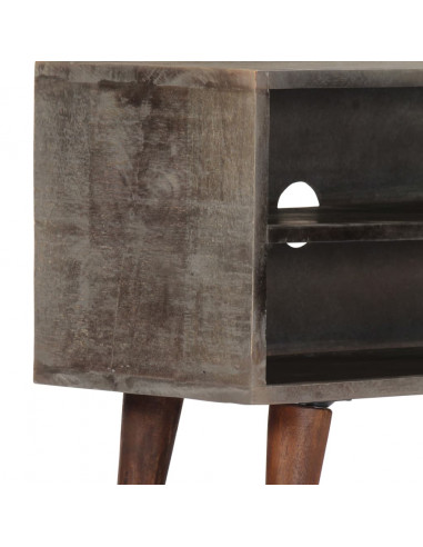 Mobile Porta TV Grigio 130x30x46 cm in Massello di Mango Grezzo