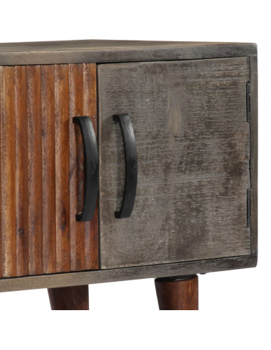 Mobile Porta TV Grigio 130x30x46 cm in Massello di Mango Grezzo