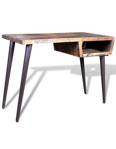 Scrivania in Legno di Recupero con Gambe in Ferro