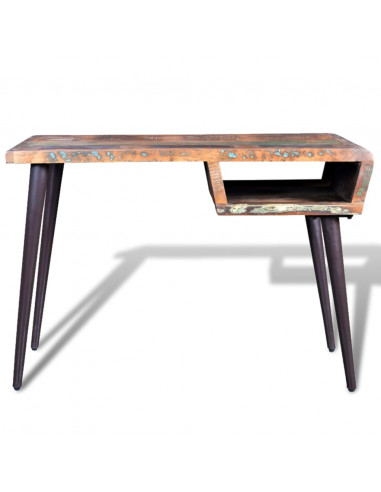 Scrivania in Legno di Recupero con Gambe in Ferro