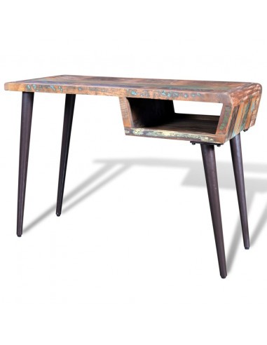 Scrivania in Legno di Recupero con Gambe in Ferro
