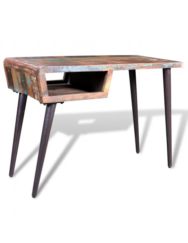 Scrivania in Legno di Recupero con Gambe in Ferro