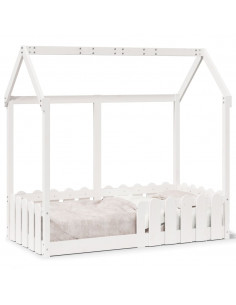 Giroletto Casetta Bambini Bianco 70x140 cm Legno Massello Pino 2