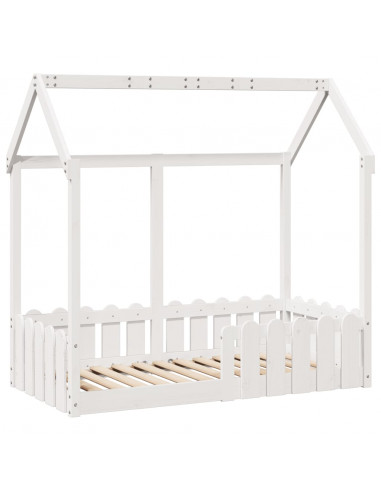 Giroletto Casetta Bambini Bianco 70x140 cm Legno Massello Pino