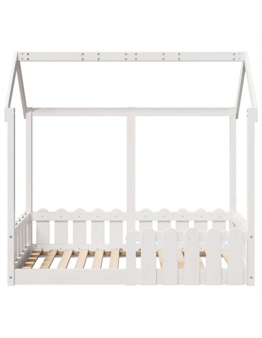 Giroletto Casetta Bambini Bianco 70x140 cm Legno Massello Pino