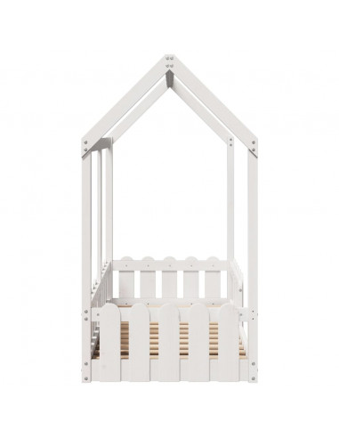 Giroletto Casetta Bambini Bianco 70x140 cm Legno Massello Pino