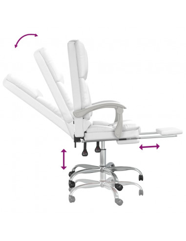 Poltrona da Ufficio Massaggiante Reclinabile Bianca Similpelle