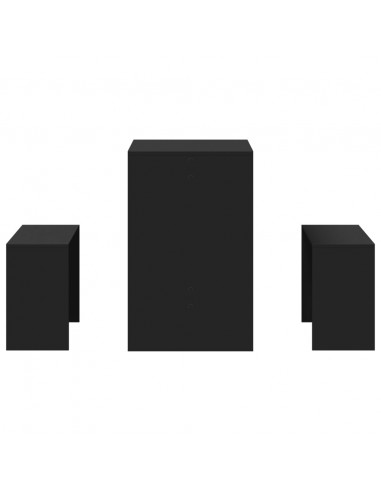 Set Tavolo da Pranzo e Panche 3 pz Nero in Truciolato