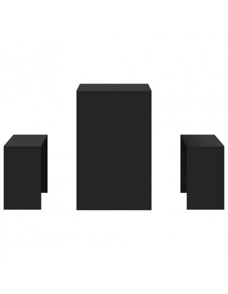 Set Tavolo da Pranzo e Panche 3 pz Nero in Truciolato