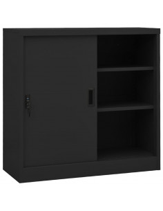 Armadio Ufficio Anta Scorrevole Antracite 90x40x90cm Acciaio 2