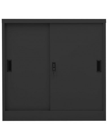 Armadio Ufficio Anta Scorrevole Antracite 90x40x90cm Acciaio