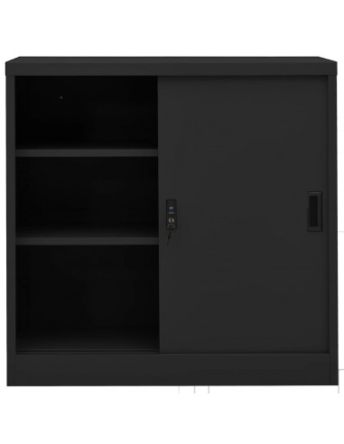 Armadio Ufficio Anta Scorrevole Antracite 90x40x90cm Acciaio