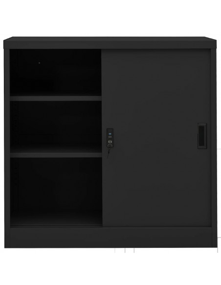 Armadio Ufficio Anta Scorrevole Antracite 90x40x90cm Acciaio