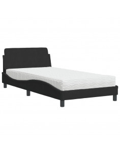 Letto con Materasso Nero 100x200 cm in Velluto 2