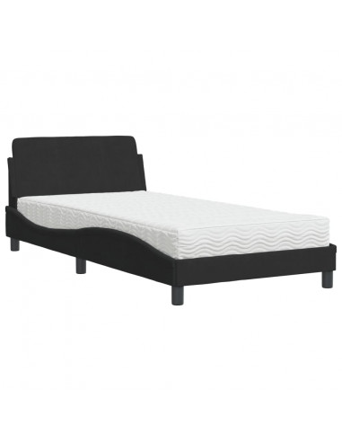 Letto con Materasso Nero 100x200 cm in Velluto
