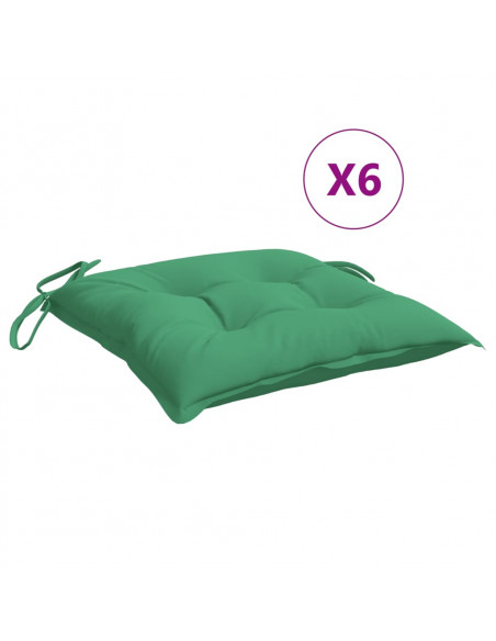 Cuscini per Sedia 6 pz Verdi 40x40x7 cm in Tessuto Oxford