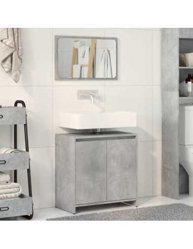 Set Mobili da Bagno 2 pz Grigio Cemento in Legno Multistrato